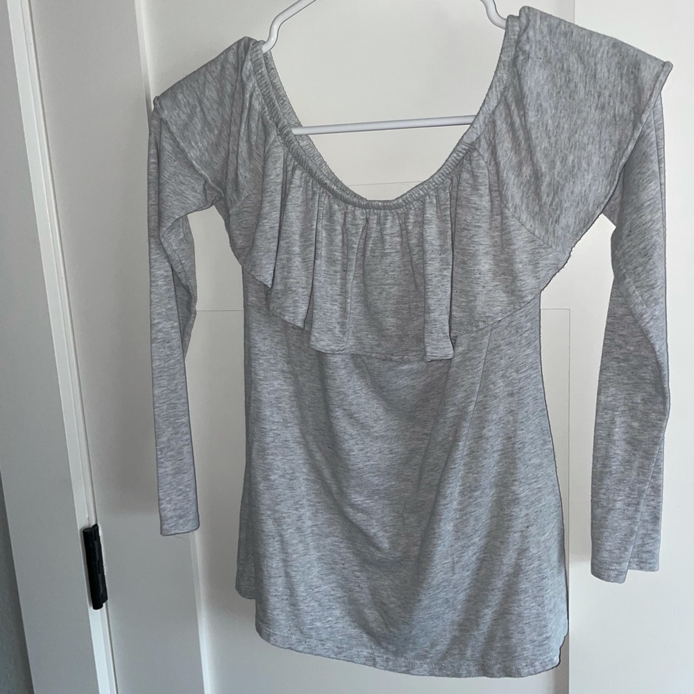 Lilly Pulitzer Augustus Off the Shoulder Grey Top XXS